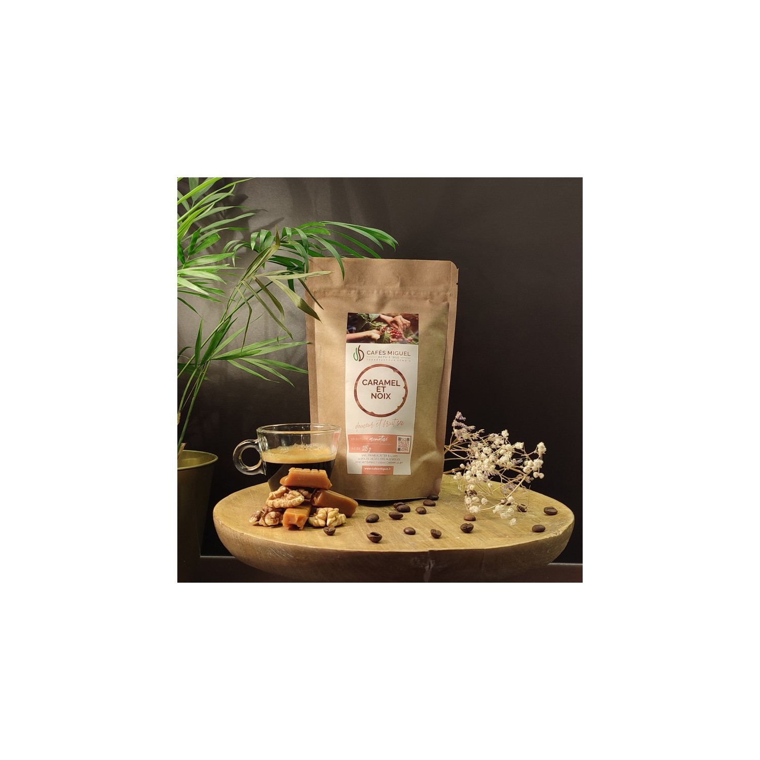 Café aromatisé caramel et noix - Grain ou Moulu