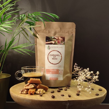 Café aromatisé caramel et noix - Grain ou Moulu