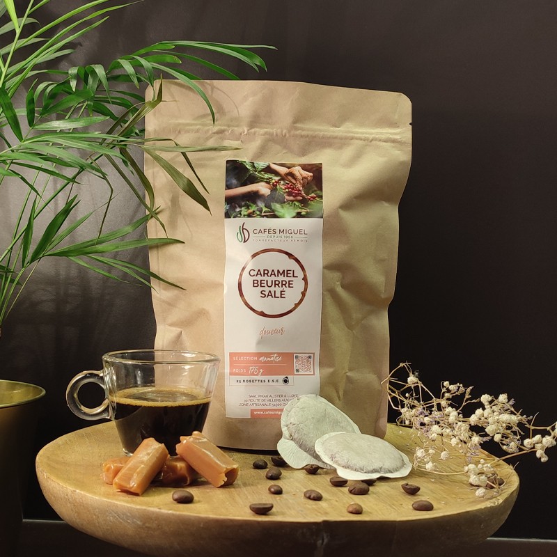 Café aromatisé - 25 dosettes - Caramel beurre salée