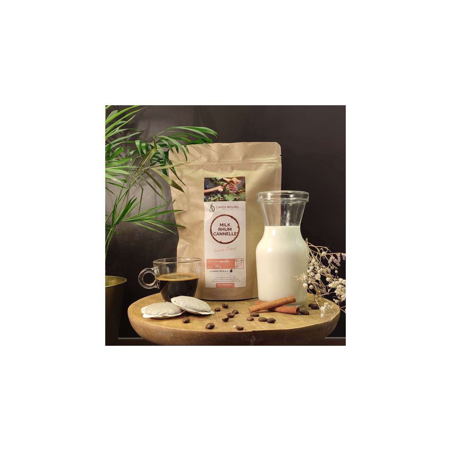 Café aromatisé - 25 dosettes - Milk Rhum Cannelle