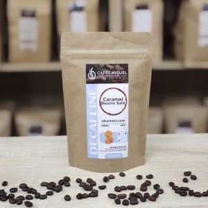 Café Décaféiné Caramel Beurre Salé - Aromatisé - Grain et Moulu